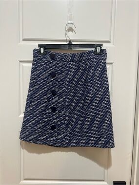 Navy Tweed A-Line Skirt